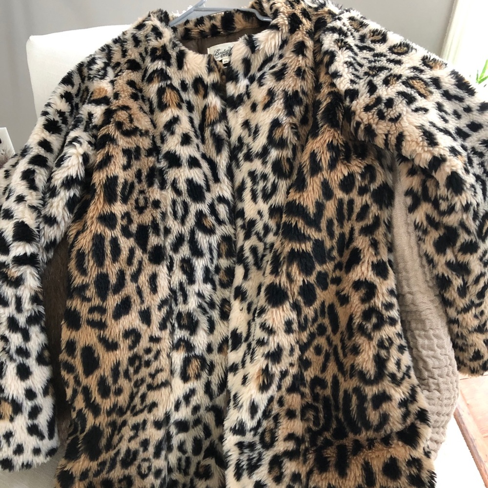 Forever 21 leopard faux fur coat